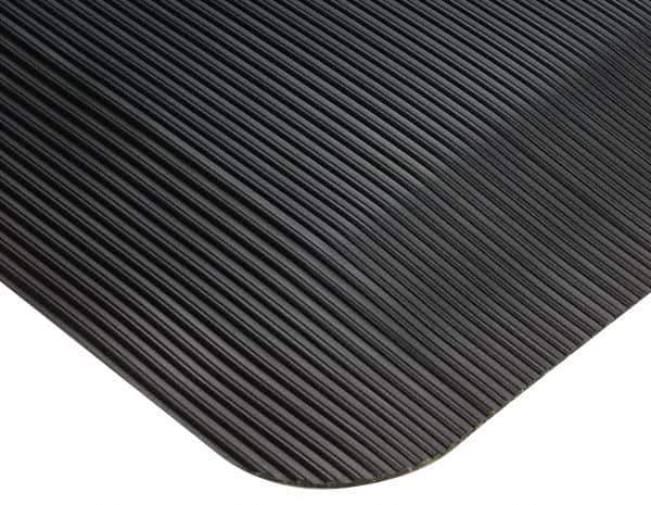 Wearwell - 75' Long x 4' Wide, Dry Environment, Anti-Fatigue Runner - Black, Vinyl with Vinyl Sponge Base, Beveled on 4 Sides - USA Tool & Supply