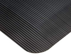 Wearwell - 75' Long x 4' Wide, Dry Environment, Anti-Fatigue Runner - Black, Vinyl with Vinyl Sponge Base, Beveled on 4 Sides - USA Tool & Supply