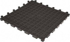 Wearwell - 18" Long x 18" Wide x 7/8" Thick, Anti-Fatigue Modular Matting Solid Grid - 4 Interlocking Sides, Black, For Dry Areas, Series 562 - USA Tool & Supply