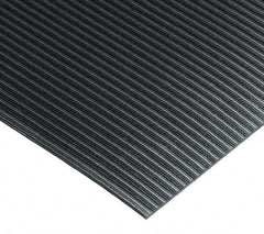 Wearwell - 75 Ft. Long x 4 Ft. Wide x 1/4 Inch Thick, Vinyl, Ribbed Surface Switchboard Matting - 30,000 V Max Dielectric Strength, 17,000 V Max Recommended Use, Black - USA Tool & Supply