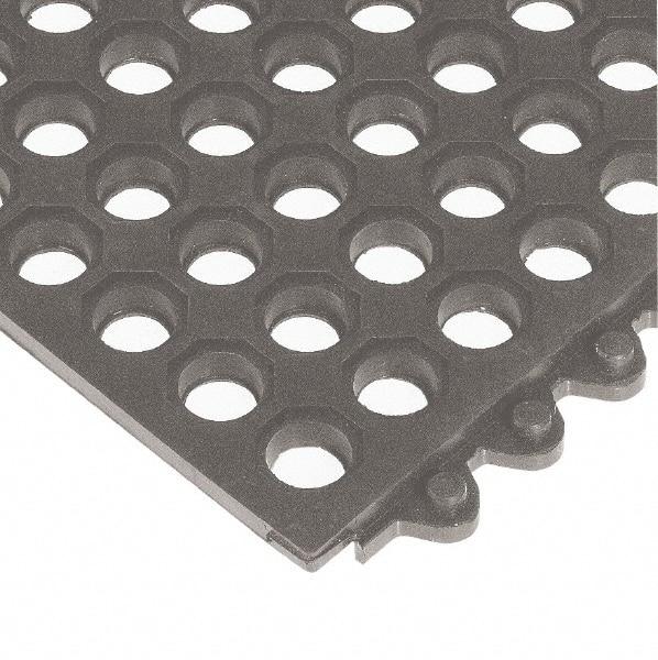 Wearwell - 3' Long x 3' Wide x 5/8" Thick, Anti-Fatigue Modular Matting Tiles - Black, For Dry & Wet Areas, Series 572 - USA Tool & Supply
