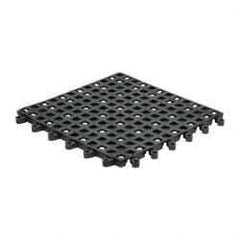 Wearwell - 18" Long x 18" Wide x 7/8" Thick, Anti-Fatigue Modular Matting Open Grid - Male & Female, 4 Interlocking Sides, Black, For Dry & Wet Areas, Series 560 - USA Tool & Supply