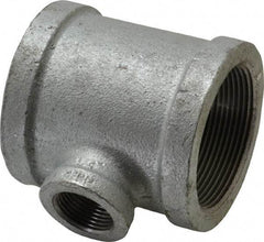 Made in USA - Class 150, 2 x 2 x 3/4" Galvanized Pipe Reducing Tee - Threaded, Malleable Iron - USA Tool & Supply