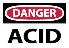 NMC - Hazardous Materials Label, Header: DANGER - Legend: Danger - Acid, English, Red, Black & White, 5" Long x 3" High, Sign Muscle Finish - USA Tool & Supply