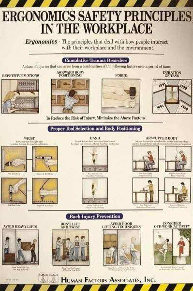 NMC - 24" Wide x 36" High Laminated Paper Ergonomics Information Poster - English - USA Tool & Supply