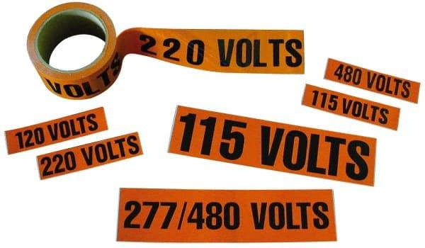 NMC - Electrical Markers Label - Legend: Three Phase, English, Black & Orange, 9" Long x 2-1/4" High, Sign Muscle Finish - USA Tool & Supply