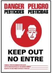 NMC - "Danger - Pesticides - Keep Out - No Enter", 20" Long x 14" Wide, Rigid Plastic Safety Sign - Rectangle, 0.05" Thick, Use for Security & Admittance - USA Tool & Supply