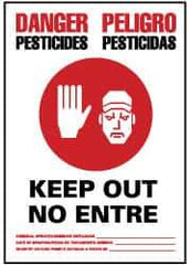 NMC - "Danger - Pesticides - Keep Out - No Enter", 20" Long x 14" Wide, Rigid Plastic Safety Sign - Rectangle, 0.05" Thick, Use for Security & Admittance - USA Tool & Supply