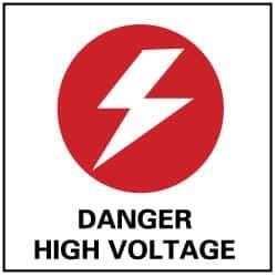 NMC - Accident Prevention Label - Legend: Danger - High Voltage, English, Black, Red & White, 4" Long x 4" High, Sign Muscle Finish - USA Tool & Supply
