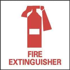 NMC - Fire Extinguisher, Pressure Sensitive Vinyl Fire Sign - 4" Wide x 4" High - USA Tool & Supply