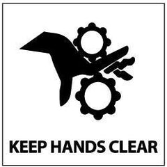NMC - Accident Prevention Label - Legend: Keep Hands Clear, English, Black & White, 4" Long x 4" High, Sign Muscle Finish - USA Tool & Supply