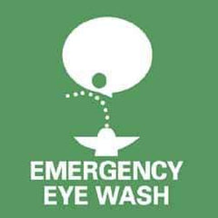 NMC - First Aid Label - Legend: Emergency Eye Wash, English, Green & White, 4" Long x 4" High, Sign Muscle Finish - USA Tool & Supply
