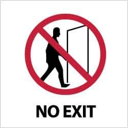 NMC - No Exit, Pressure Sensitive Vinyl Exit Sign - 4" Wide x 4" High - USA Tool & Supply