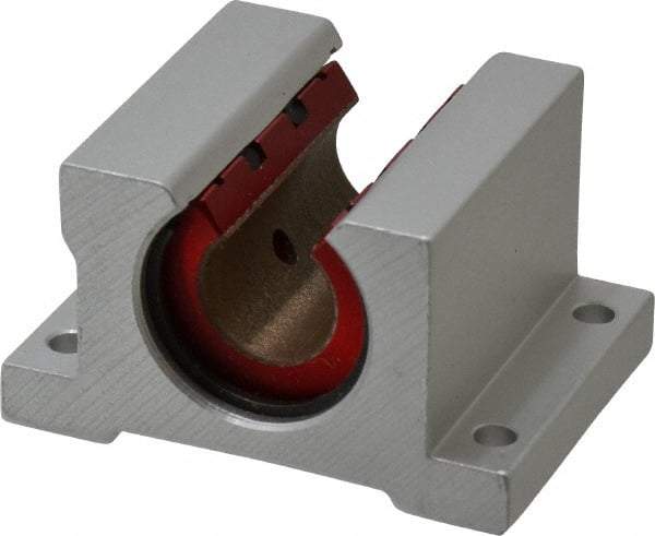 Pacific Bearing - 1/2" ID, 2" OAW x 1.688" OAL x 1-5/8" OAH Open Pillow Block - 975 Lb Static Cap, 1.688" Btw Mnt Hole Ctrs, 0.687" Base-to-Ctr Ht, Aluminum - USA Tool & Supply