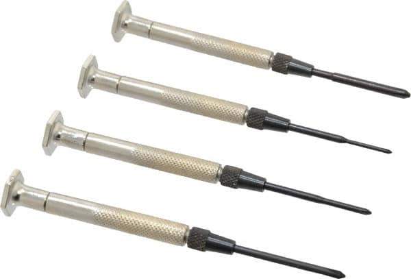 Moody Tools - 4 Piece Phillips Screwdriver Set - Bit Sizes: Philips #000 to #1 - USA Tool & Supply