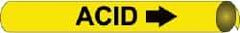 NMC - Pipe Marker with Acid Legend and Arrow Graphic - 8 to 10" Pipe Outside Diam, Black on Yellow - USA Tool & Supply