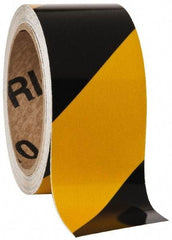 NMC - Black & Yellow Striped Vinyl Tape - 2" Wide x 30' Long x 0.002" Thick, General Traffic - USA Tool & Supply