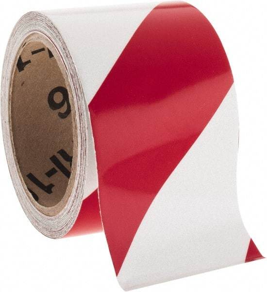 NMC - Red & Silver Striped Vinyl Tape - 3" Wide x 30' Long x 0.002" Thick, General Traffic - USA Tool & Supply