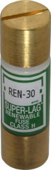 Cooper Bussmann - 250 VAC, 30 Amp, Time Delay Renewable Fuse - Fuse Holder Mount, 50.8mm OAL, 10 (RMS) kA Rating, 9/16" Diam - USA Tool & Supply