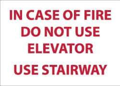 NMC - In Case of Fire - Do Not Use Elevator - Use Stairway, Plastic Fire and Exit Sign - 14" Wide x 10" High - USA Tool & Supply
