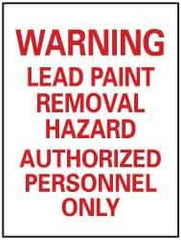 NMC - "Warning - Lead Paint Removal Hazard - Authorized Personnel Only", 14" Long x 10" Wide, Pressure-Sensitive Vinyl Safety Sign - Rectangle, 0.004" Thick, Use for Accident Prevention - USA Tool & Supply