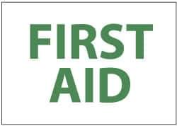 NMC - "First Aid", 7" Long x 10" Wide, Pressure-Sensitive Vinyl Safety Sign - Rectangle, 0.004" Thick, Use for First Aid - USA Tool & Supply