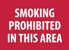 NMC - "Smoking Prohibited in This Area", 10" Long x 14" Wide, Rigid Plastic Safety Sign - Rectangle, 0.05" Thick, Use for Smoking Regulations - USA Tool & Supply