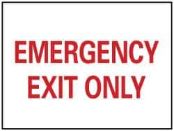 NMC - Emergency Exit Only, Plastic Exit Sign - 10" Wide x 7" High - USA Tool & Supply