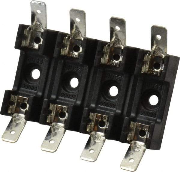 Cooper Bussmann - 4 Pole, 300 VAC/VDC, 30 Amp, Bolt-in Fuse Block - 1/4 Inch Diameter x 1-1/4 Inch Fuse Length, 2 Inch Long x 2-3/8 Inch Wide x 14.3mm High Block, 266°F - USA Tool & Supply