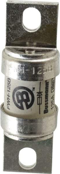 Cooper Bussmann - 500 VAC/VDC, 125 Amp, Fast-Acting Semiconductor/High Speed Fuse - Bolt-on Mount, 3-5/8" OAL, 200 (RMS Symmetrical), 50 at DC kA Rating, 1-5/32" Diam - USA Tool & Supply