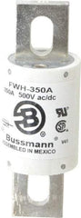 Cooper Bussmann - 500 VAC/VDC, 350 Amp, Fast-Acting Semiconductor/High Speed Fuse - Bolt-on Mount, 4-11/32" OAL, 200 (RMS Symmetrical), 50 at DC kA Rating, 1-1/2" Diam - USA Tool & Supply