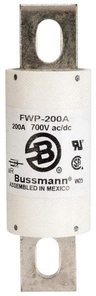 Cooper Bussmann - 700 VAC/VDC, 200 Amp, Fast-Acting Semiconductor/High Speed Fuse - Stud Mount Mount, 5-3/32" OAL, 200 (RMS), 50 at DC kA Rating, 1-1/2" Diam - USA Tool & Supply