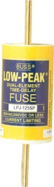 Cooper Bussmann - 300 VDC, 600 VAC, 125 Amp, Time Delay General Purpose Fuse - Bolt-on Mount, 5-3/4" OAL, 100 at DC, 300 at AC (RMS) kA Rating, 1-5/8" Diam - USA Tool & Supply