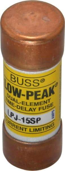 Cooper Bussmann - 300 VDC, 600 VAC, 15 Amp, Time Delay General Purpose Fuse - Fuse Holder Mount, 2-1/4" OAL, 100 at DC, 300 at AC (RMS) kA Rating, 13/16" Diam - USA Tool & Supply