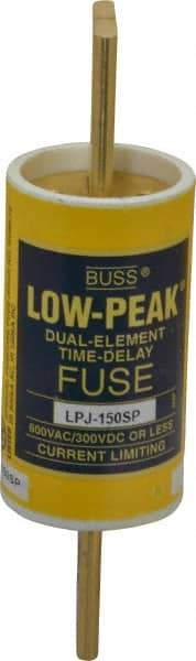 Cooper Bussmann - 300 VDC, 600 VAC, 150 Amp, Time Delay General Purpose Fuse - Bolt-on Mount, 5-3/4" OAL, 100 at DC, 300 at AC (RMS) kA Rating, 1-5/8" Diam - USA Tool & Supply