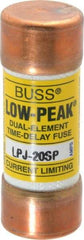 Cooper Bussmann - 300 VDC, 600 VAC, 20 Amp, Time Delay General Purpose Fuse - Fuse Holder Mount, 2-1/4" OAL, 100 at DC, 300 at AC (RMS) kA Rating, 13/16" Diam - USA Tool & Supply