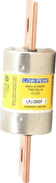 Cooper Bussmann - 300 VDC, 600 VAC, 250 Amp, Time Delay General Purpose Fuse - Bolt-on Mount, 7-1/8" OAL, 100 at DC, 300 at AC (RMS) kA Rating, 2" Diam - USA Tool & Supply