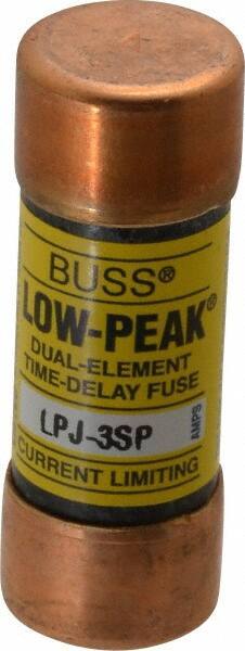Cooper Bussmann - 300 VDC, 600 VAC, 3 Amp, Time Delay General Purpose Fuse - Fuse Holder Mount, 2-1/4" OAL, 100 at DC, 300 at AC (RMS) kA Rating, 13/16" Diam - USA Tool & Supply