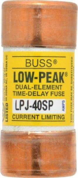Cooper Bussmann - 300 VDC, 600 VAC, 40 Amp, Time Delay General Purpose Fuse - Fuse Holder Mount, 2-3/8" OAL, 100 at DC, 300 at AC (RMS) kA Rating, 1-1/16" Diam - USA Tool & Supply