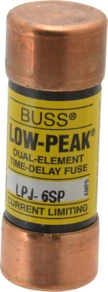 Cooper Bussmann - 300 VDC, 600 VAC, 6 Amp, Time Delay General Purpose Fuse - Fuse Holder Mount, 2-1/4" OAL, 100 at DC, 300 at AC (RMS) kA Rating, 13/16" Diam - USA Tool & Supply