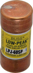 Cooper Bussmann - 300 VDC, 600 VAC, 60 Amp, Time Delay General Purpose Fuse - Fuse Holder Mount, 2-3/8" OAL, 100 at DC, 300 at AC (RMS) kA Rating, 1-1/16" Diam - USA Tool & Supply