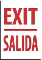 NMC - Exit, Pressure Sensitive Vinyl Exit Sign - 14" Wide x 20" High, English/Spanish - USA Tool & Supply