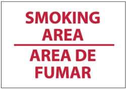 NMC - "Smoking Area", 10" Long x 14" Wide, Rigid Plastic Safety Sign - Rectangle, 0.05" Thick, Use for Smoking Regulations - USA Tool & Supply