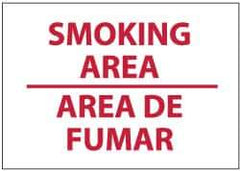 NMC - "Smoking Area", 10" Long x 14" Wide, Rigid Plastic Safety Sign - Rectangle, 0.05" Thick, Use for Smoking Regulations - USA Tool & Supply