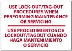 NMC - "Use Lock-Out/Tag-Out Procedures When Performing Maintenance or Servicing", 10" Long x 14" Wide, Rigid Plastic Safety Sign - Rectangle, 0.05" Thick, Use for Accident Prevention - USA Tool & Supply
