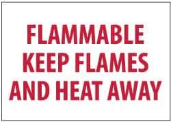 NMC - "Flammable - Keep Flames and Heat Away", 7" Long x 10" Wide, Pressure-Sensitive Vinyl Safety Sign - Rectangle, 0.004" Thick, Use for Hazardous Materials - USA Tool & Supply