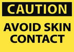 NMC - Accident Prevention Label, Header: CAUTION - Legend: Caution - Avoid Skin Contact, English, Black & Yellow, 5" Long x 3" High, Sign Muscle Finish - USA Tool & Supply