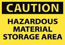 NMC - Hazardous Materials Label, Header: CAUTION - Legend: Caution - Hazardous Material Storage Area, English, Black & Yellow, 5" Long x 3" High, Sign Muscle Finish - USA Tool & Supply
