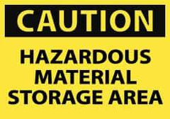 NMC - Hazardous Materials Label, Header: CAUTION - Legend: Caution - Hazardous Material Storage Area, English, Black & Yellow, 5" Long x 3" High, Sign Muscle Finish - USA Tool & Supply
