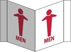 NMC - "Men", 8" Long x 14-1/2" Wide, Rigid Plastic Safety Sign - Rectangle, 0.125" Thick, Use for Restroom, Janitorial & Housekeeping - USA Tool & Supply